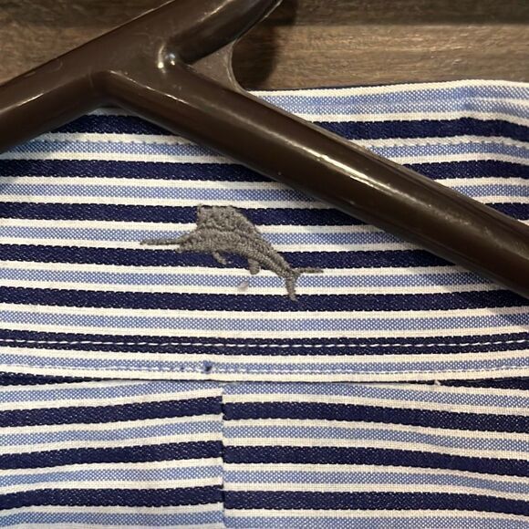 Tommy Bahama Blue Striped Button Down 16.5 36-37 - Picture 4 of 5